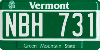 VT license plate NBH731
