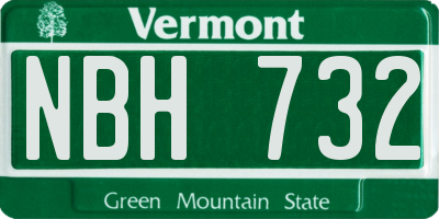 VT license plate NBH732