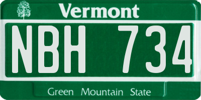 VT license plate NBH734