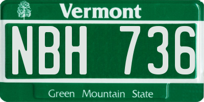 VT license plate NBH736