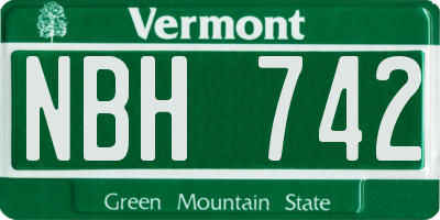 VT license plate NBH742