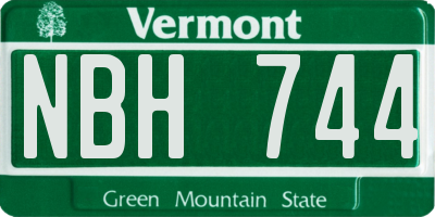 VT license plate NBH744