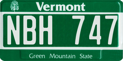 VT license plate NBH747