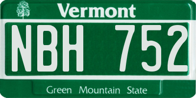 VT license plate NBH752
