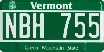 VT license plate NBH755