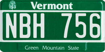 VT license plate NBH756