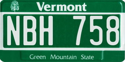 VT license plate NBH758
