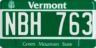 VT license plate NBH763