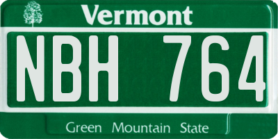 VT license plate NBH764
