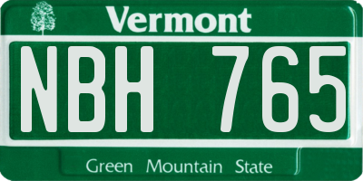 VT license plate NBH765