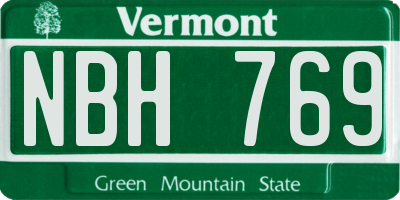 VT license plate NBH769