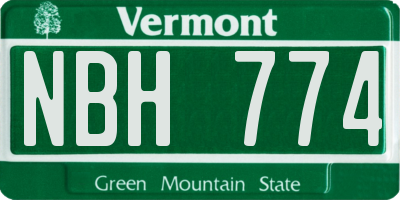 VT license plate NBH774