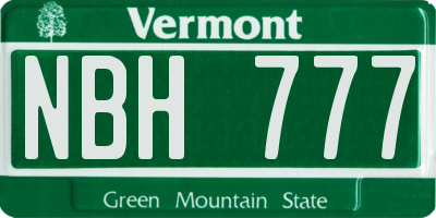 VT license plate NBH777