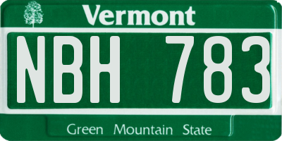 VT license plate NBH783