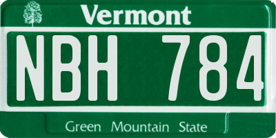 VT license plate NBH784