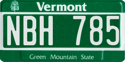 VT license plate NBH785