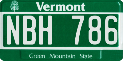 VT license plate NBH786