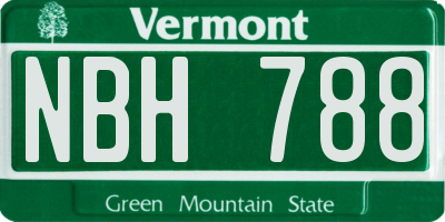 VT license plate NBH788