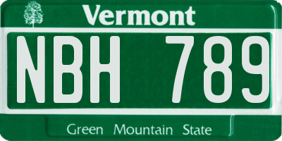 VT license plate NBH789