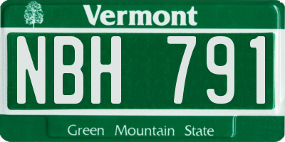 VT license plate NBH791