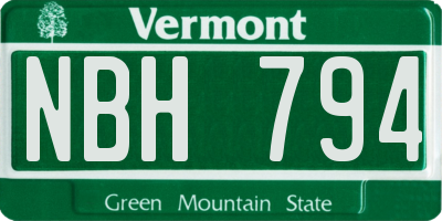 VT license plate NBH794