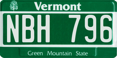 VT license plate NBH796