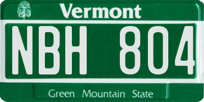 VT license plate NBH804