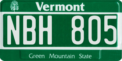 VT license plate NBH805