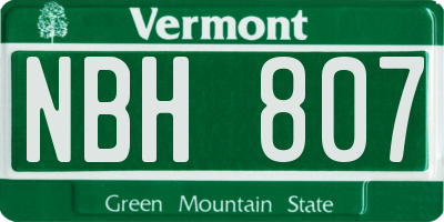 VT license plate NBH807