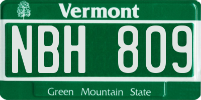 VT license plate NBH809