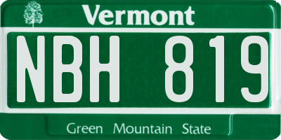 VT license plate NBH819