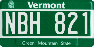 VT license plate NBH821