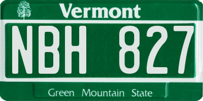 VT license plate NBH827