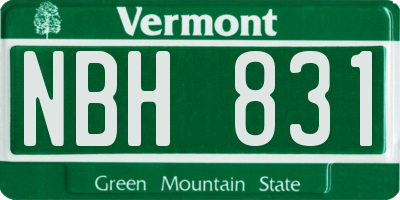 VT license plate NBH831