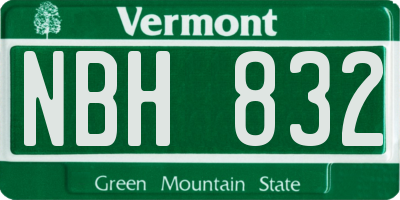 VT license plate NBH832
