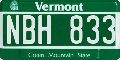 VT license plate NBH833