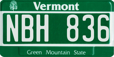 VT license plate NBH836