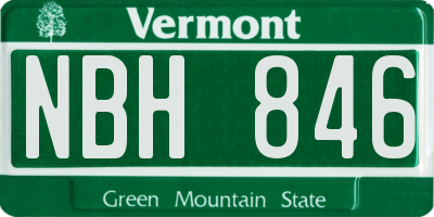 VT license plate NBH846