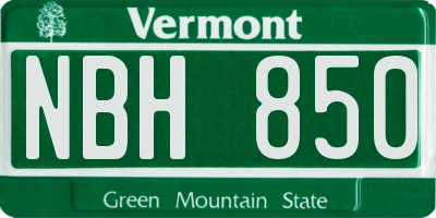 VT license plate NBH850