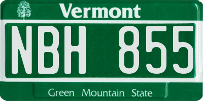 VT license plate NBH855