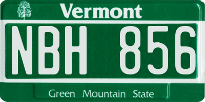 VT license plate NBH856