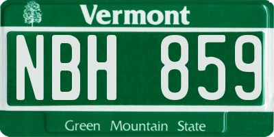 VT license plate NBH859