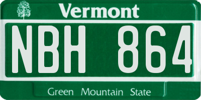 VT license plate NBH864