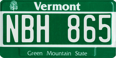 VT license plate NBH865