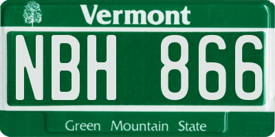 VT license plate NBH866