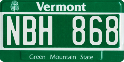 VT license plate NBH868