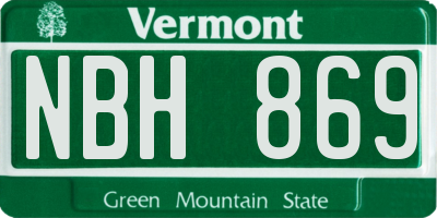 VT license plate NBH869