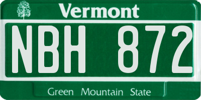 VT license plate NBH872