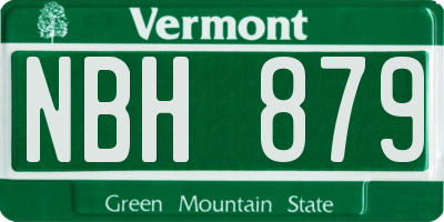 VT license plate NBH879