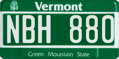 VT license plate NBH880